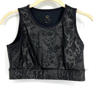 AR-33 Size Small Snakeskin Printed Crop Sports Bra‎ Black High Neck